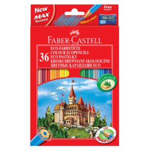 Карандаши цветные Faber-Castell ECO ЗАМОК 36 цветов с точилкой, в картонной коробке