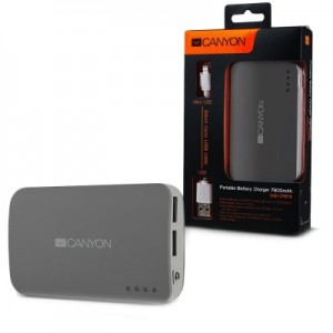 Внешний аккумулятор CANYON CNE-CPB78DG 7800mAh, серый для планшетов и смартфонов