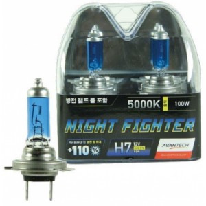 Лампа галогенная AVANTECH Night Fighter H7 5000K 12V 55W, комплект 2шт