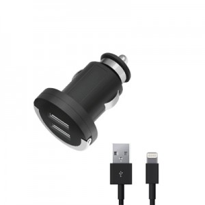 Автомобильное зарядное устройство Deppa Ultra MFI 2xUSB 3.4A, черный + кабель USB - Apple lightning (лицензия Apple) (11257)