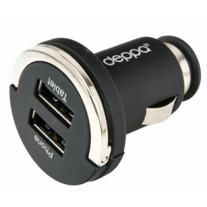 Автомобильное зарядное устройство DEPPA ULTRA 2 USB 3,1 А, чёрный (11510)