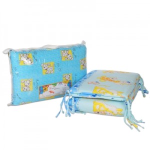 Бампер для кроватки Baby Care, 4 части, на молнии, цвет голубой