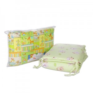 Бампер для кроватки Baby Care, 4 части, на молнии, цвет зеленый