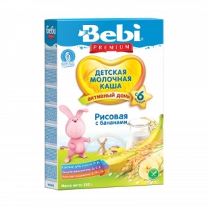 Каша молочная Bebi Premium (Беби Премиум) рисовая с бананами, с 4 мес., 250 гр.