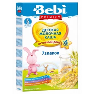 Каша молочная Bebi Premium (Беби Премиум) 7 злаков, с 6 мес., 200 гр.