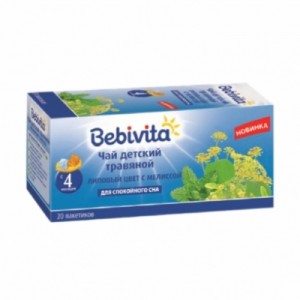 Чай детский Bebivita (Бебивита) травяной липовый цвет с мелиссой, с 4 мес., 20 пакетиков