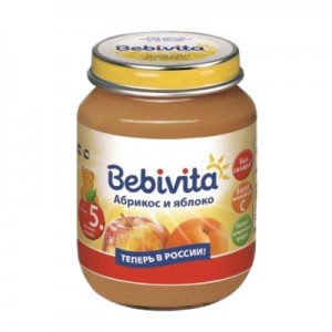 Пюре Bebivita (Бебивита) Абрикос и яблоко, с 5 мес., 100 гр. (6 шт.)