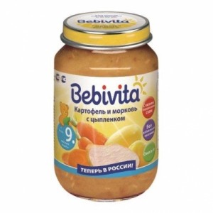 Пюре Bebivita (Бебивита) Картофель и морковь с цыпленком, 9 мес., 190 гр. (6 штук)