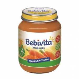 Пюре Bebivita (Бебивита) Морковь, с 4 мес., 100 гр. (6 шт.)