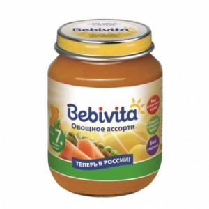 Пюре Bebivita (Бебивита) Овощное ассорти, с 7 мес., 100 гр. (6 шт.)
