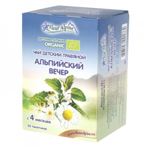 Чай детский Fleur Alpine Organic (Флер Альпин Органик) Альпийский вечер, с 4 мес., 20 пакетиков
