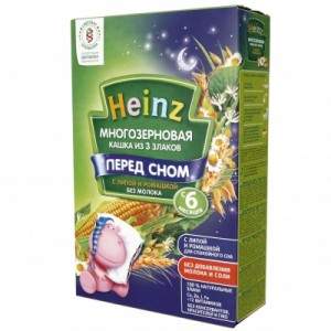 Каша безмолочная Heinz (Хайнц) многозерновая из 3 злаков "Перед сном" с липой и ромашкой, с 6 мес., 200 гр.