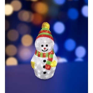 Акриловая светодиодная фигура Снеговик с шарфом 30 см, 40 светодиодов, NEON-NIGHT