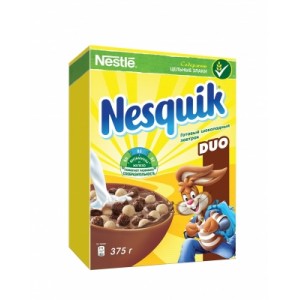 Готовый завтрак Nestle® Nesquik® DUO шоколадные шарики, 375 гр.