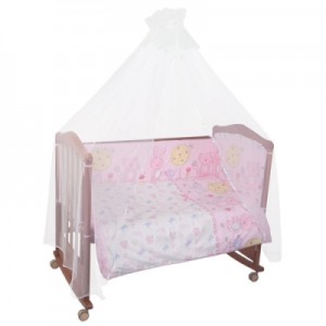 Бампер для кроватки Сонный гномик "Акварель", цвет розовый