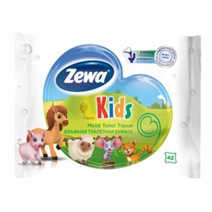 Влажная туалетная бумага ZEWA KIDS Детская, 42 шт