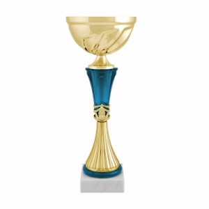 Кубок металлический Артанс "Авдей" (100х100х310 мм), основание мрамор, "золото", стем синий