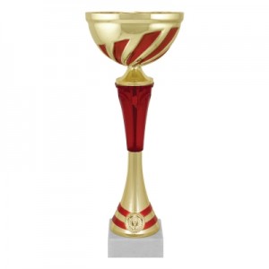 Кубок металлический Артанс "Март" (80х80х230 мм), основание мрамор, "золото", стем красный