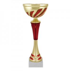 Кубок металлический Артанс "Март" (80х80х310 мм), основание мрамор, "золото", стем красный