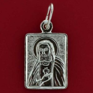 Икона серебряная ИКСА-042 Серафим Саровский, с позолотой, 1,89г