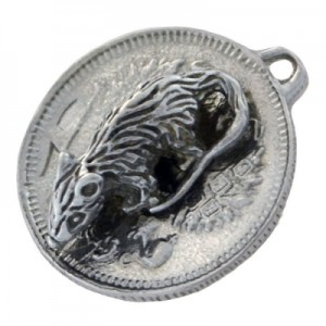 Подвес серебряный Мышка на царской монетке, 2.83г