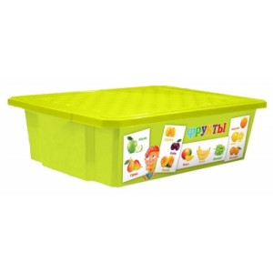 Детский ящик для хранения игрушек Little Angel "X-BOX" "Обучайка" Овощи-фрукты 30л салатовый