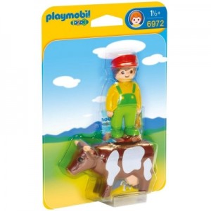 Игровой набор Playmobil 1.2.3.: Фермер с коровой