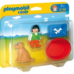 Игровой набор Playmobil 1.2.3: Девочка с собакой