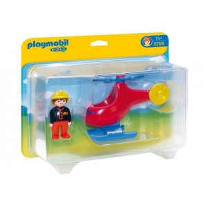 Игровой набор Playmobil 1.2.3: Вертолет для пожаротушения