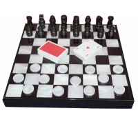 Шахматы Renzo Romagnoli в черном боксе, доска - акрил, фигуры - акрил, (J4007)
